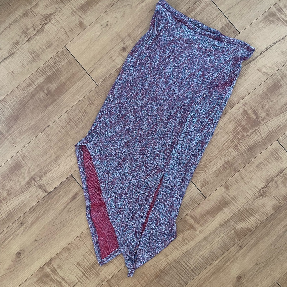 Sparkly Asymmetrical Low Rise Purple/Blue and Red Skirt 90’s Vintage Piece